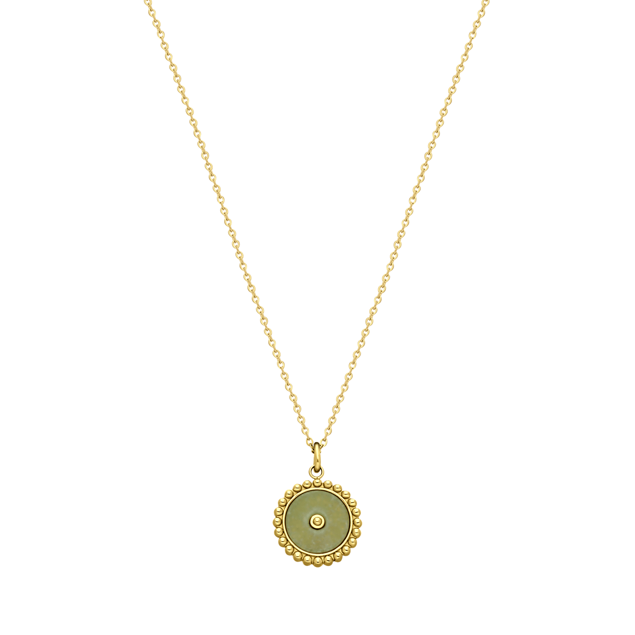 Stalen goldplated ketting met munt met aventurijn voor dames