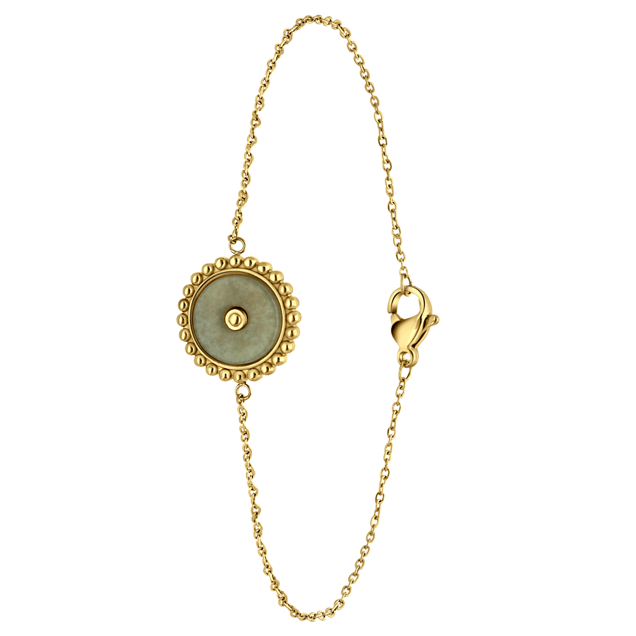 Stainless steel goldplated fantasiearmband met hanger met groene aventurijn voor dames