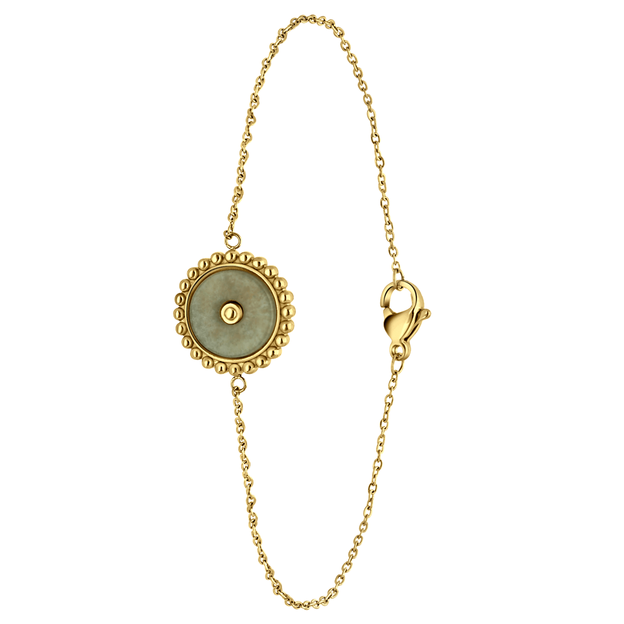Stalen goldplated fantasiearmband met hanger met groene aventurijn voor dames