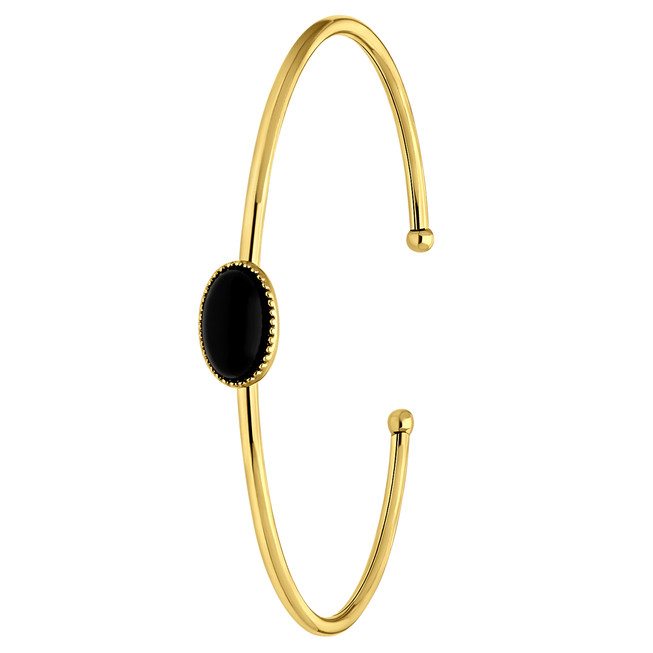 Gerecycled stainless steel goldplated bangle met agaat
