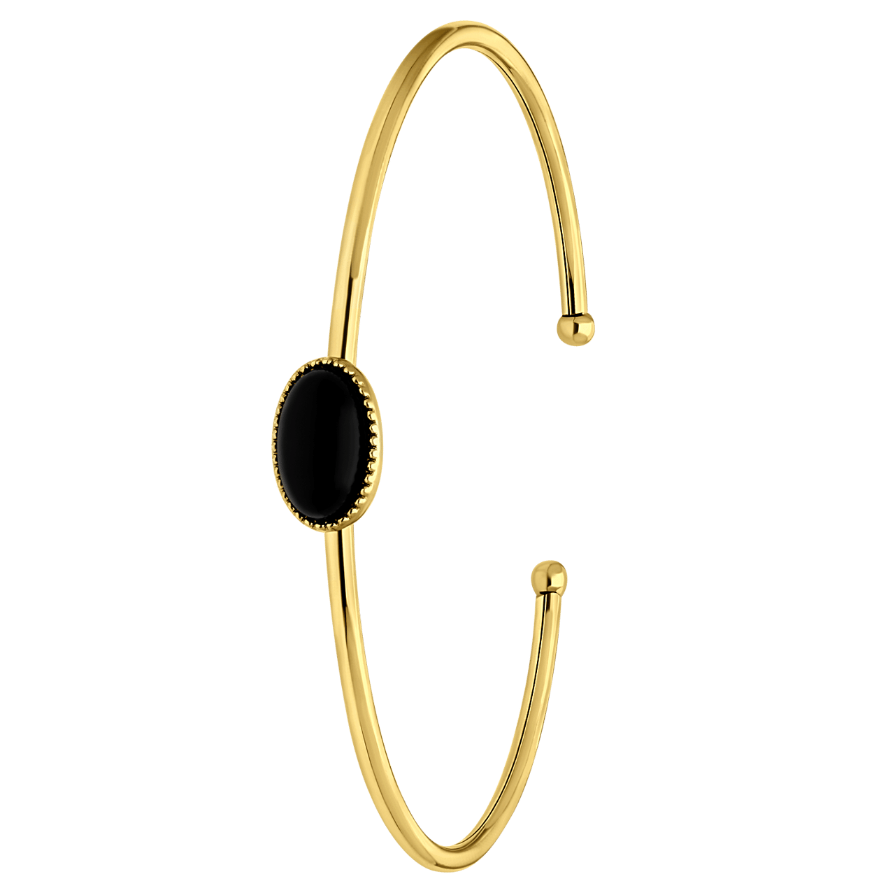 Stalen goldplated bangle met agaat voor dames