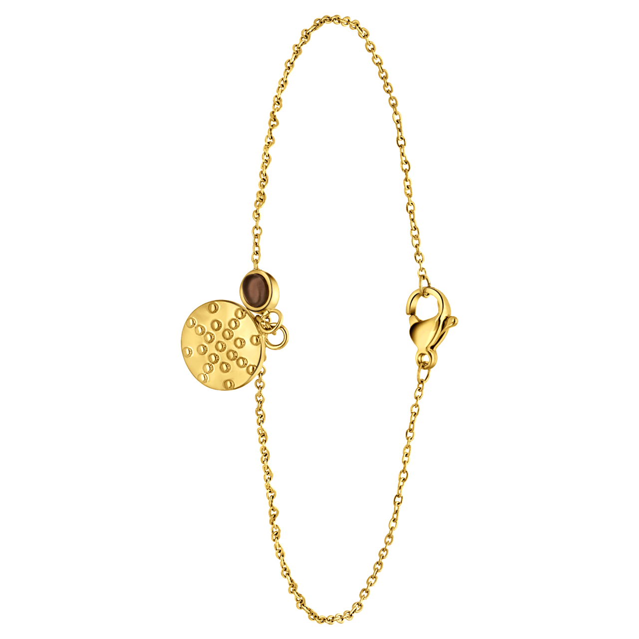 Gerecycleerd stainless steel goldplated armband dubbel met amethist