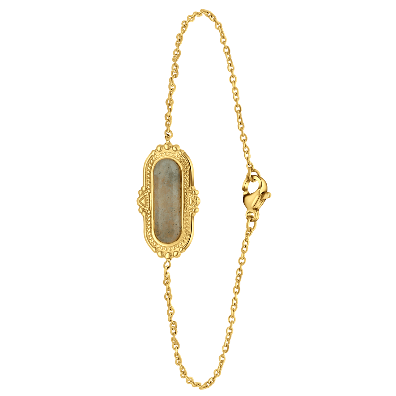 Stainless steel goldplated fantasiearmband met hanger cats eye voor dames