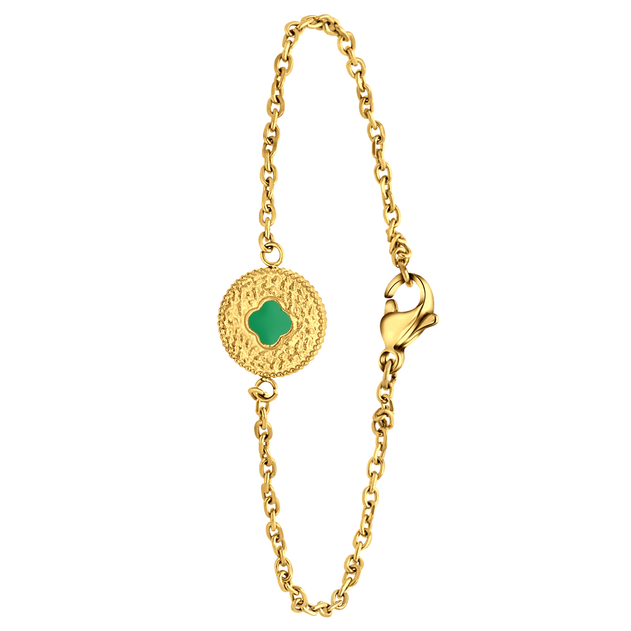 Stalen goldplated ketting met ovale cats eye