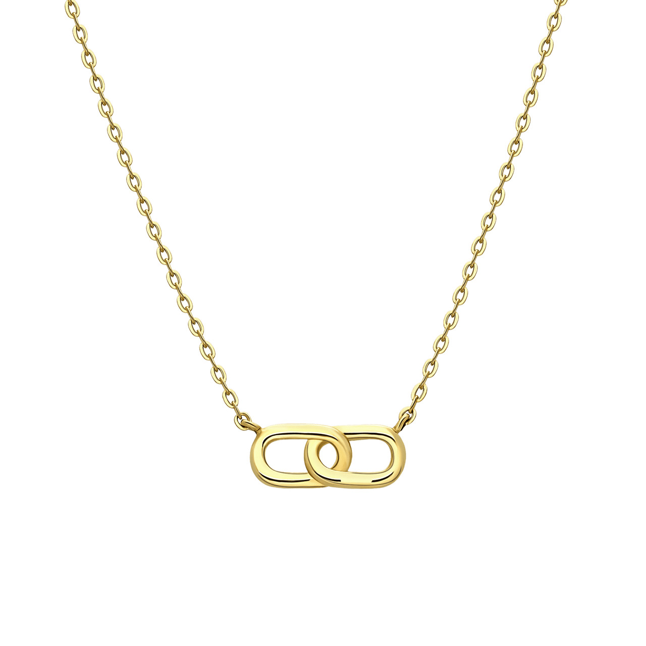 9 Karaat damesketting met dubbele paperclip hanger