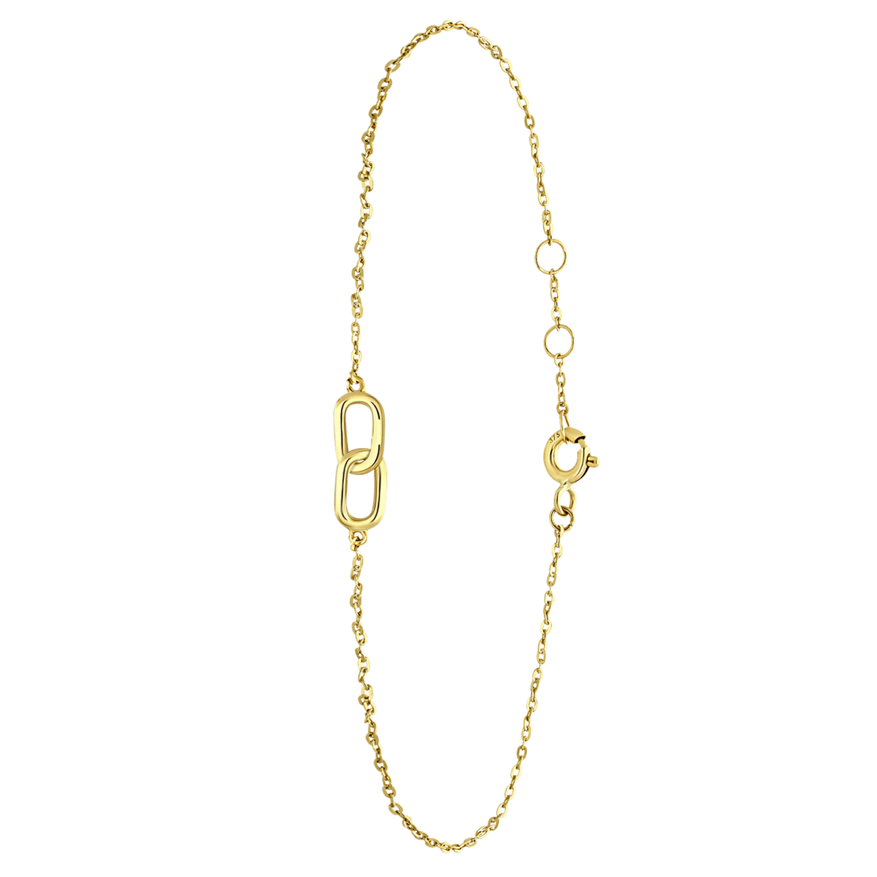 Damenarmband, 375 Gold, mit doppeltem Büroklammer-Anhänger