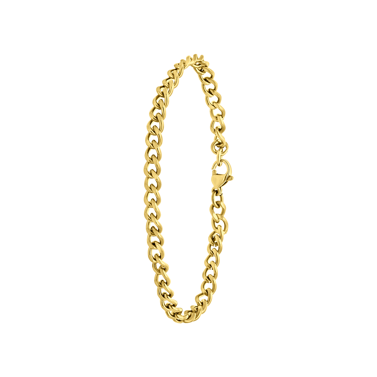 Stainless steel goldplated schakelarmband voor dames