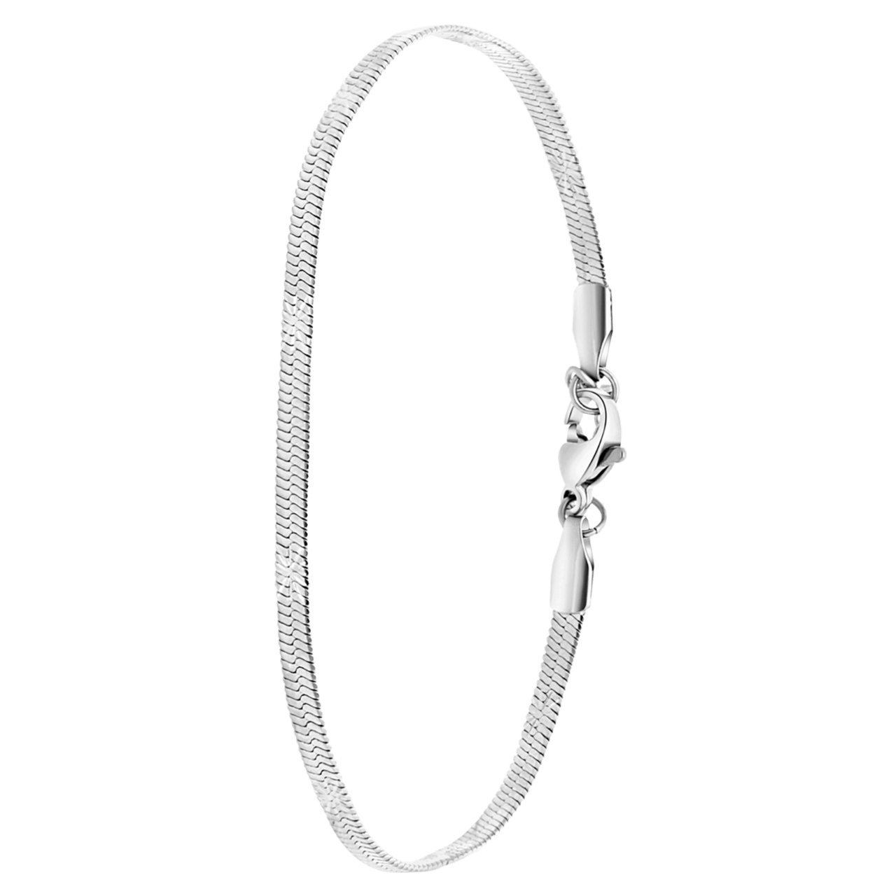 Stainless steel armband met platte schakel