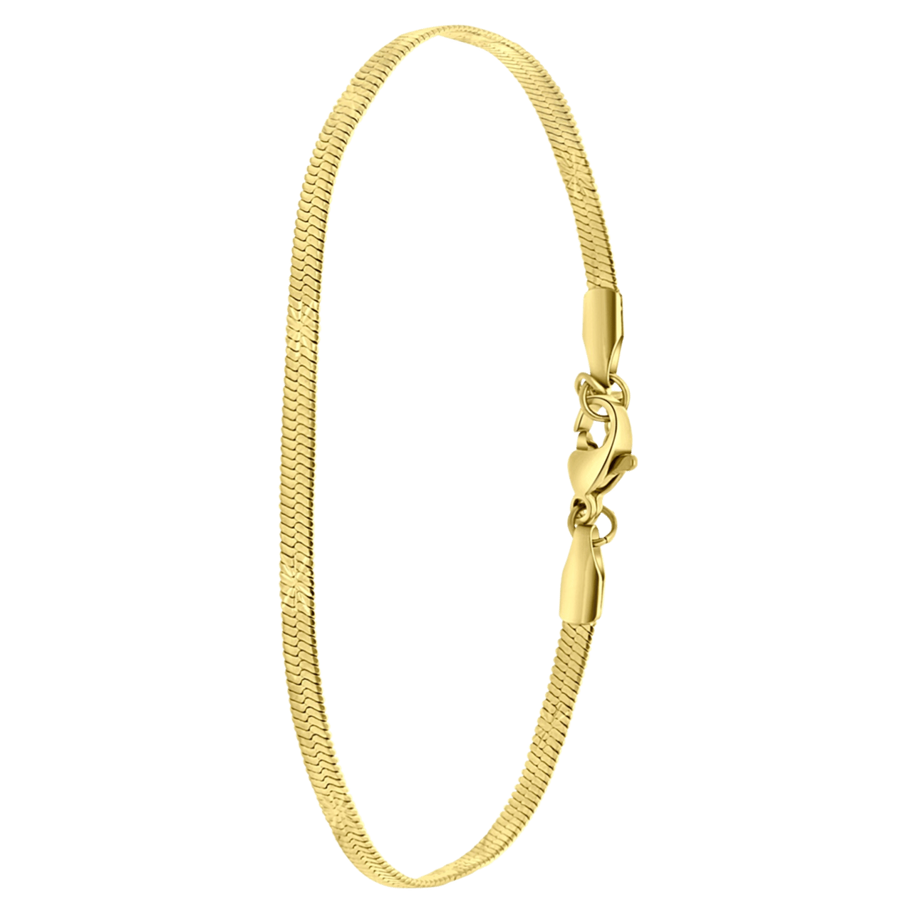 Stainless steel goldplated armband met platte schakel