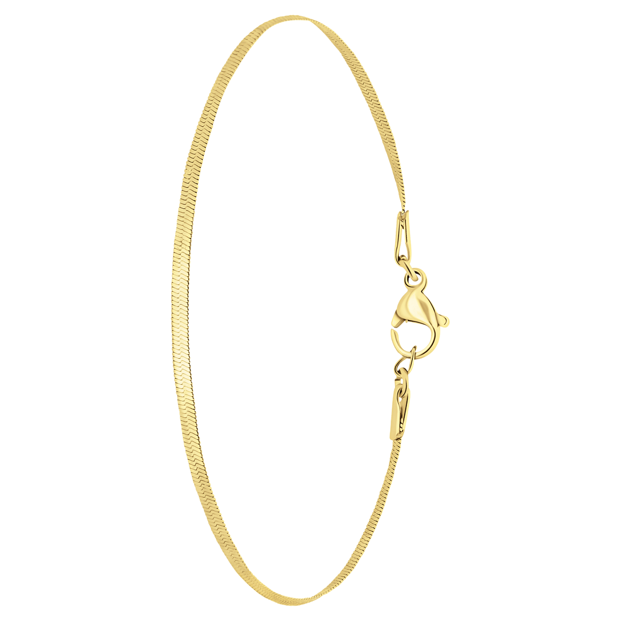 Stalen goldplated armband met platte schakel