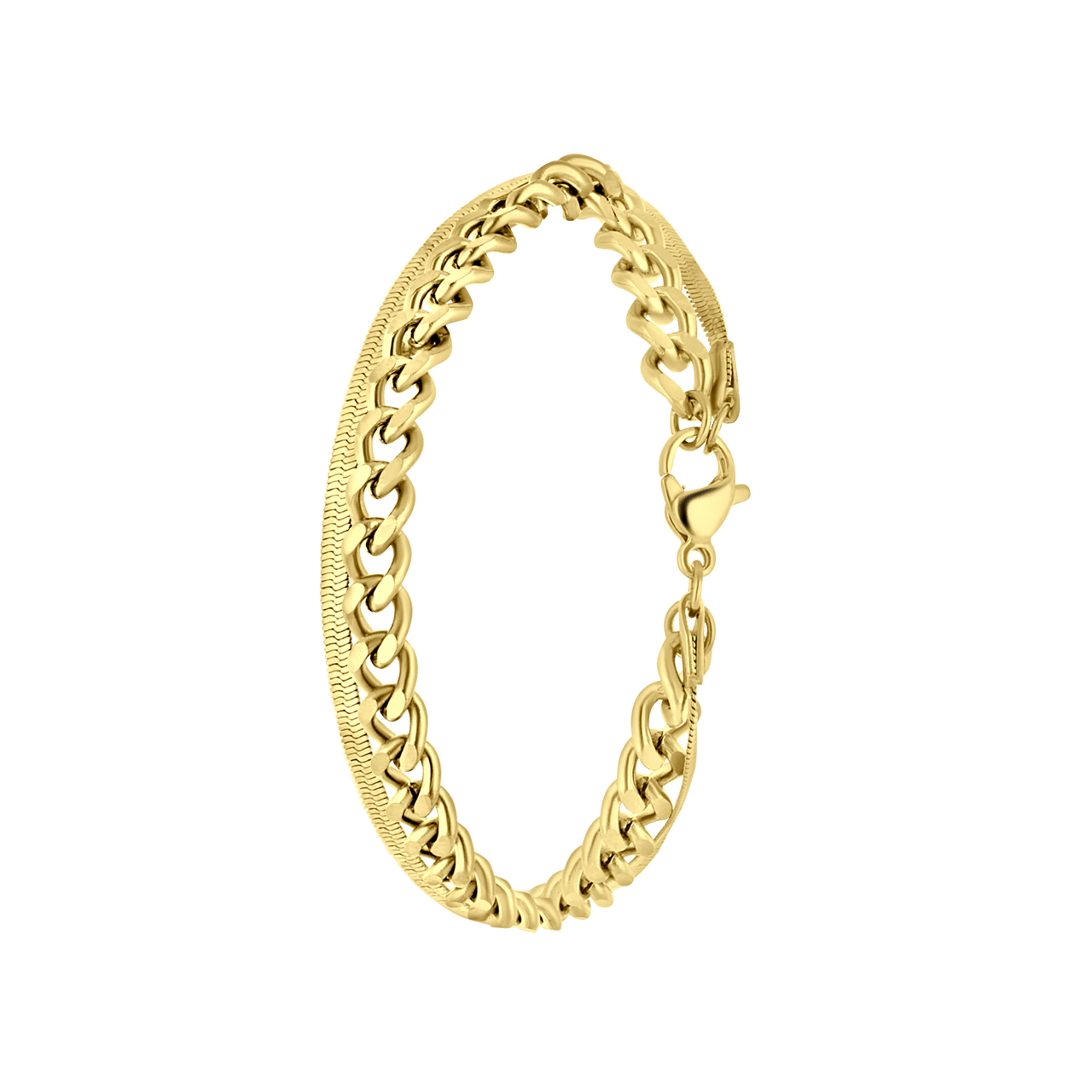 Stainless steel goldplated schakelarmband set voor dames