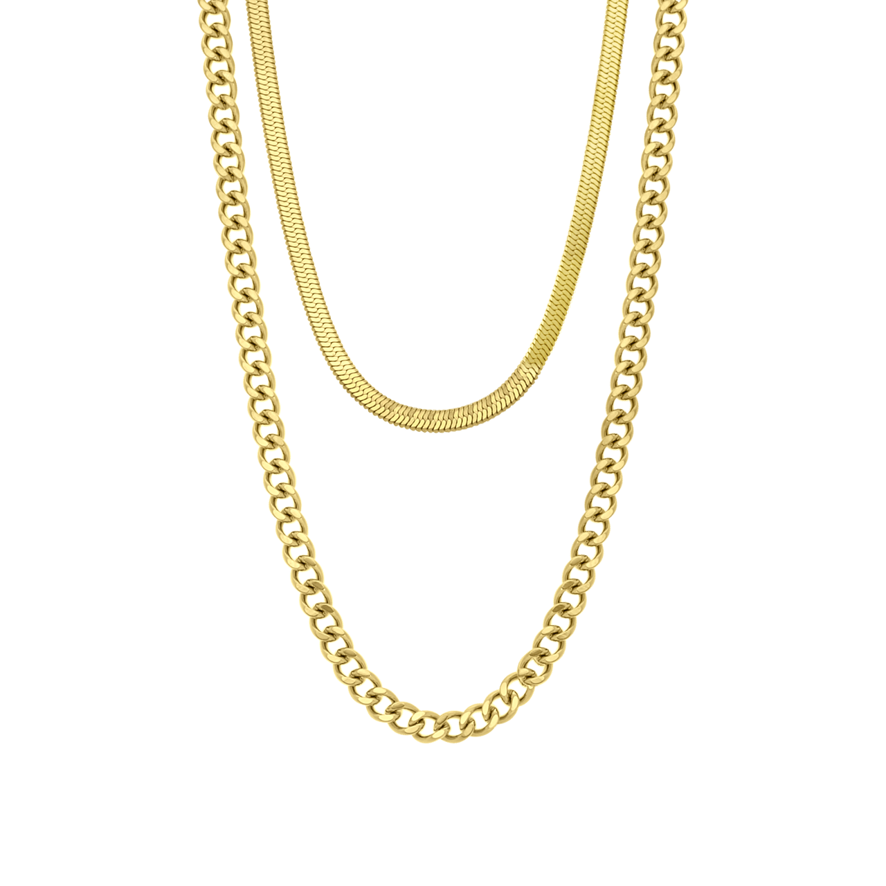 Stainless steel goldplated dubbele kettingen