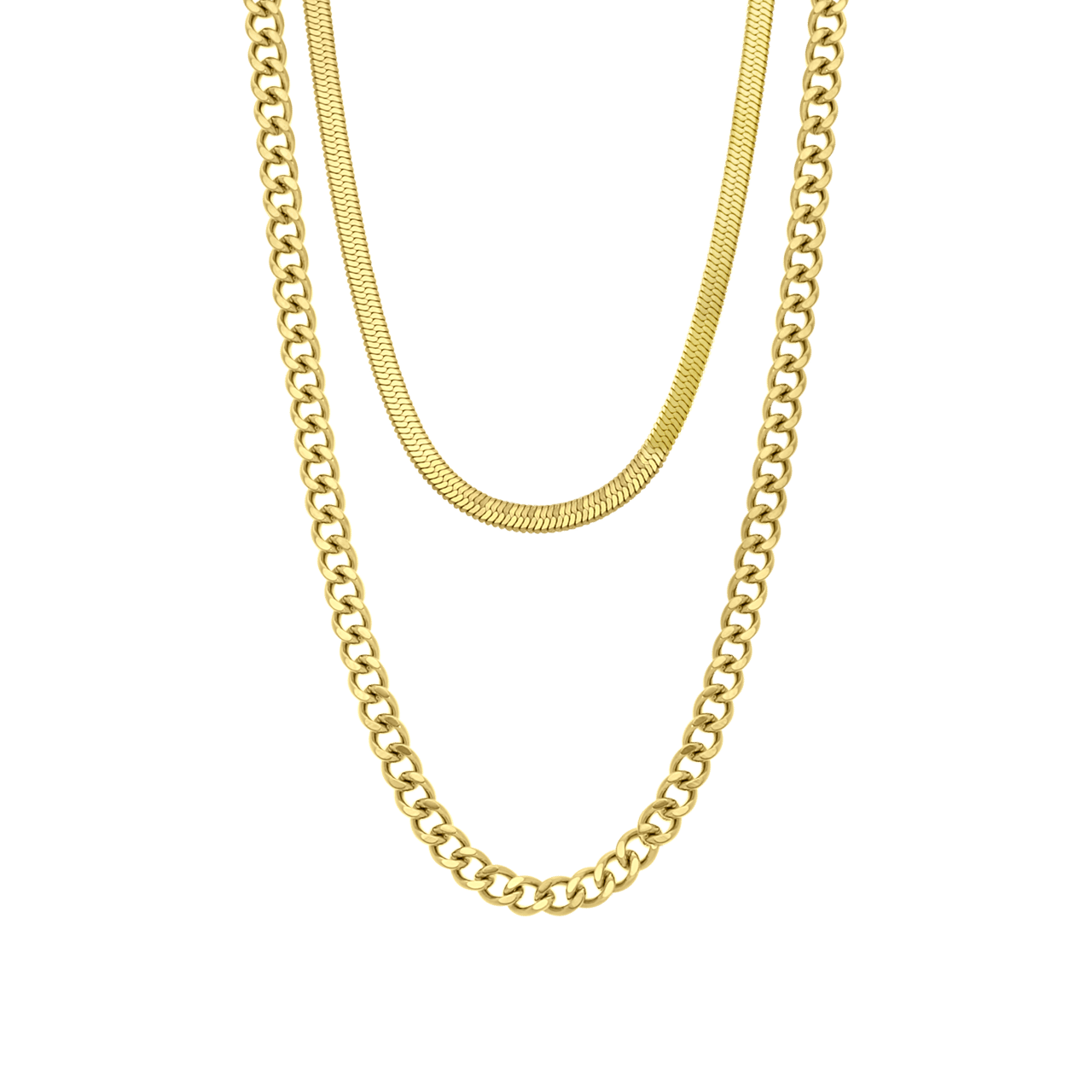 Stalen goldplated dubbele kettingen