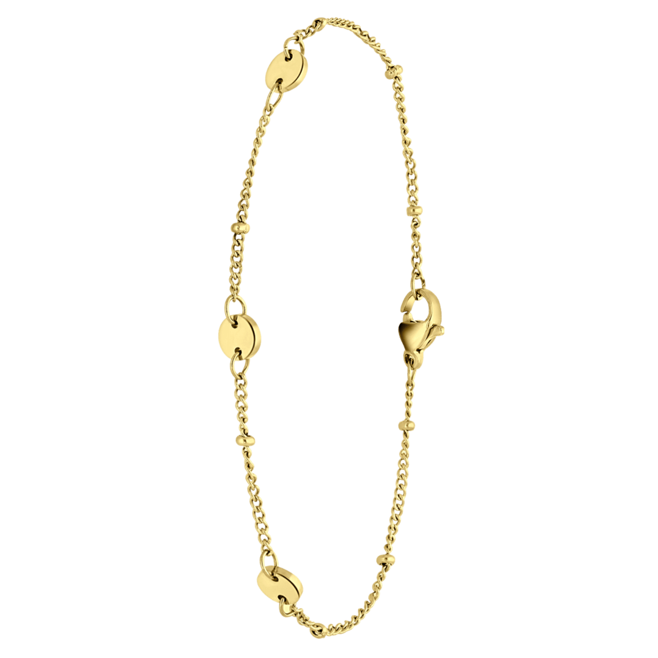 Stainless steel goldplated fantasiearmband munt voor dames