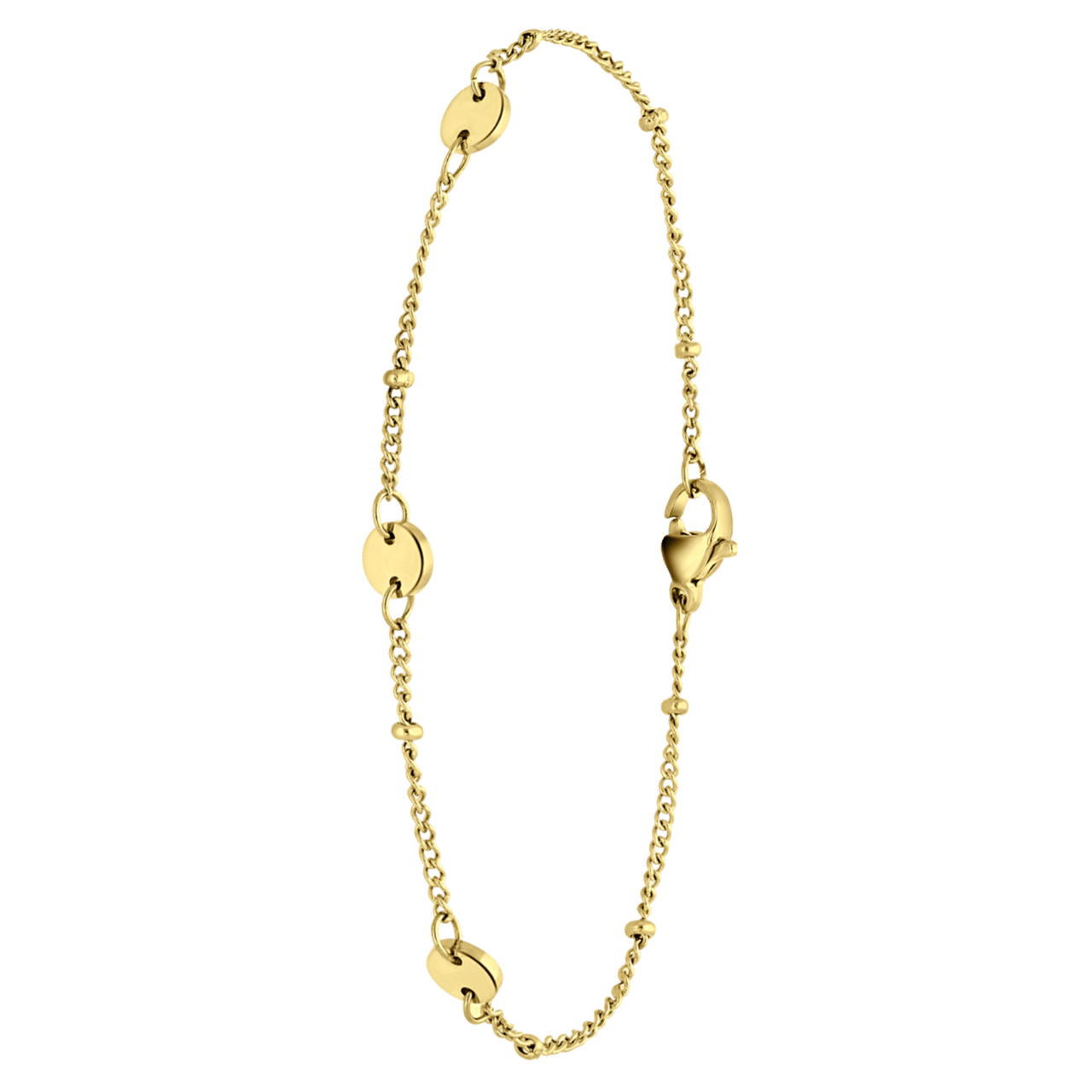 Stalen goldplated armband muntjes