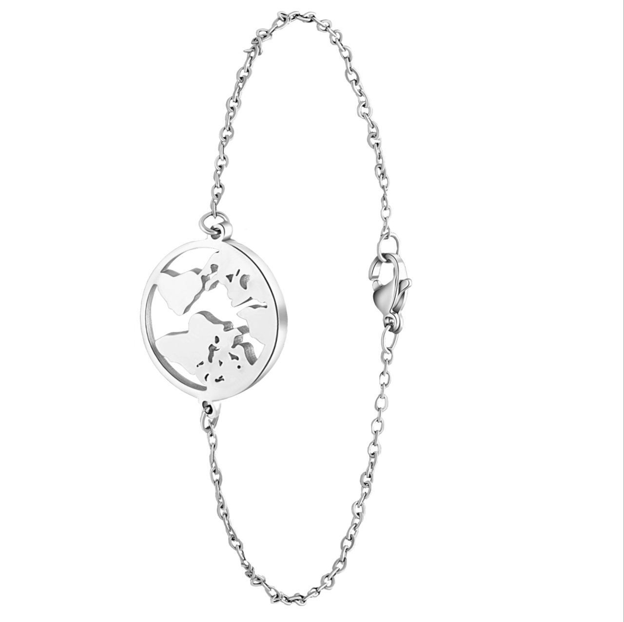 Stainless steel armband wereldbol
