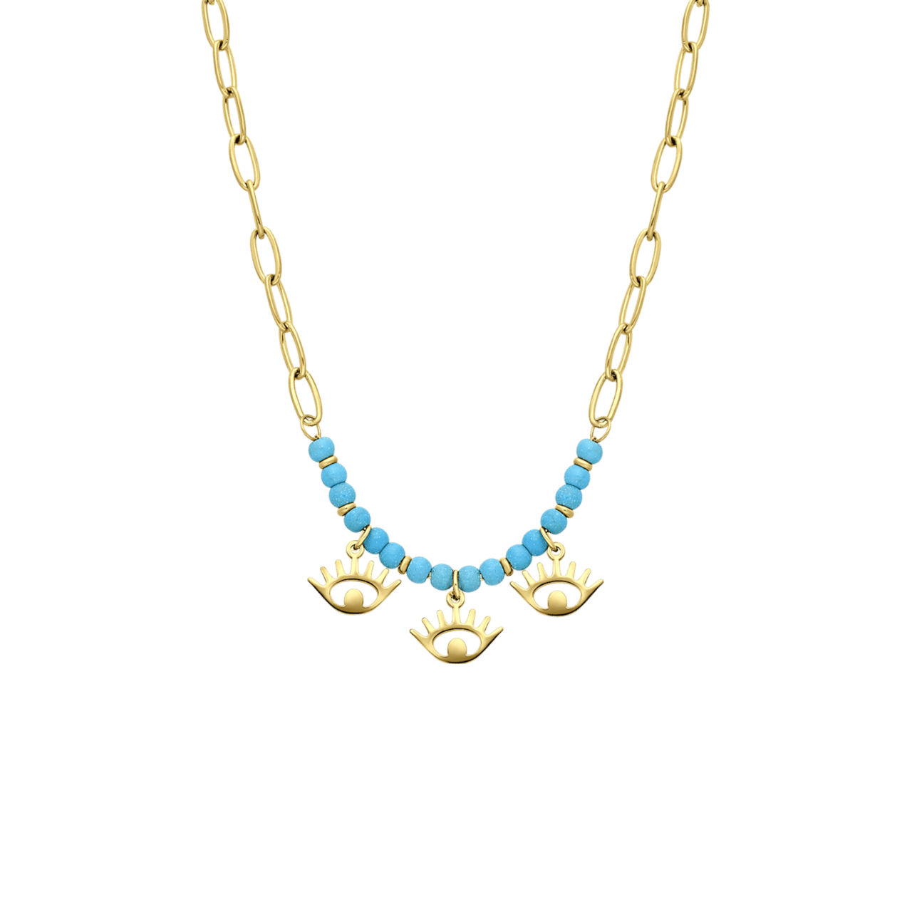 Stainless steel goldplated ketting met hanger oogjes voor dames