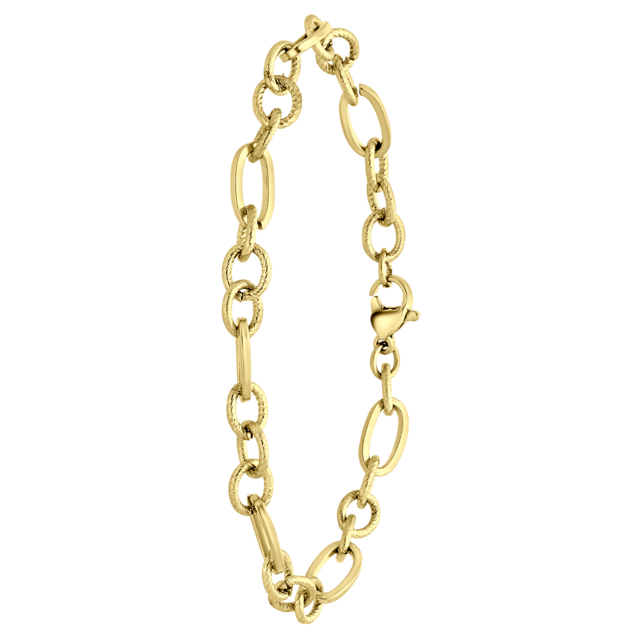Stalen golplated armband ovale schakels