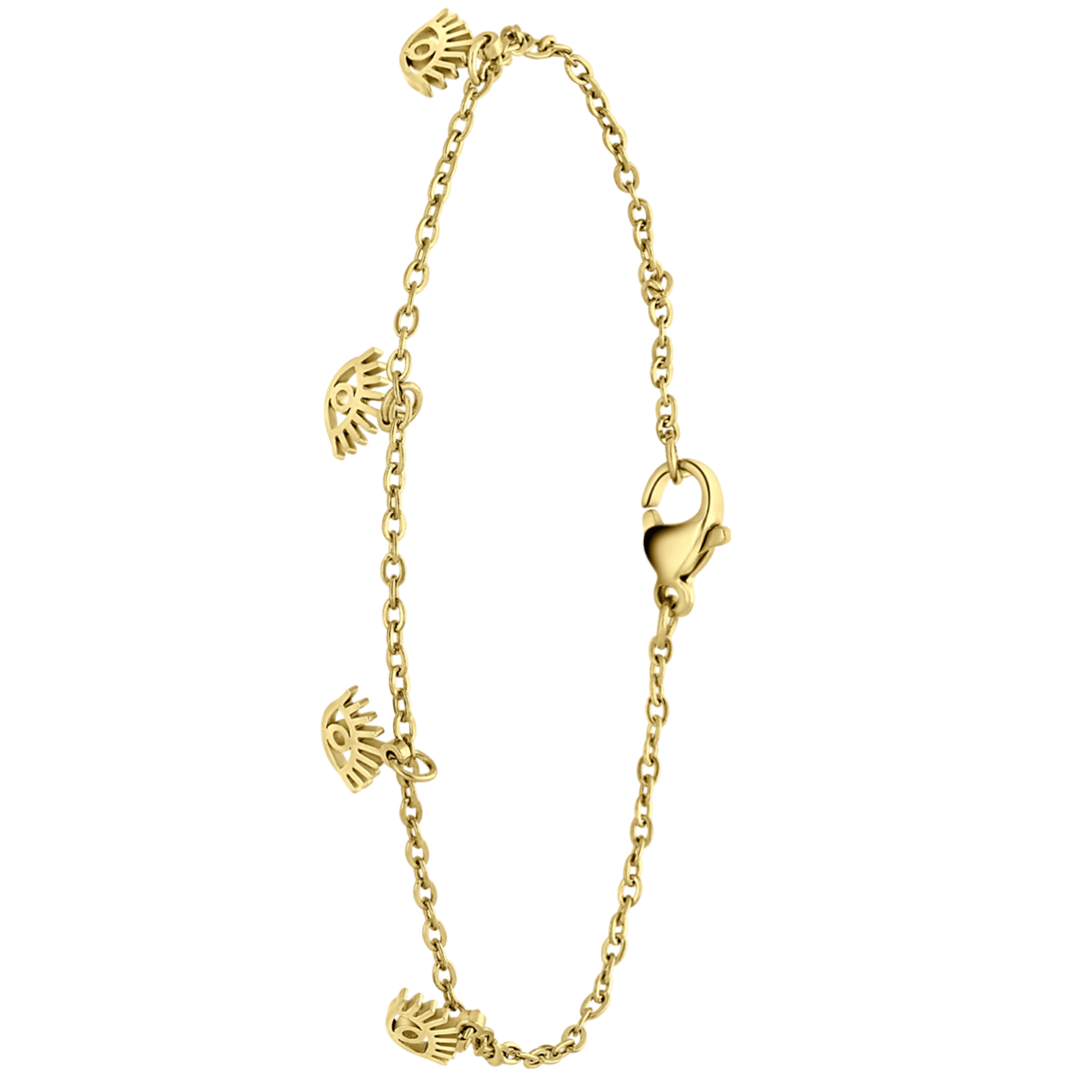 Stalen goldplated armband met hanger oogjes