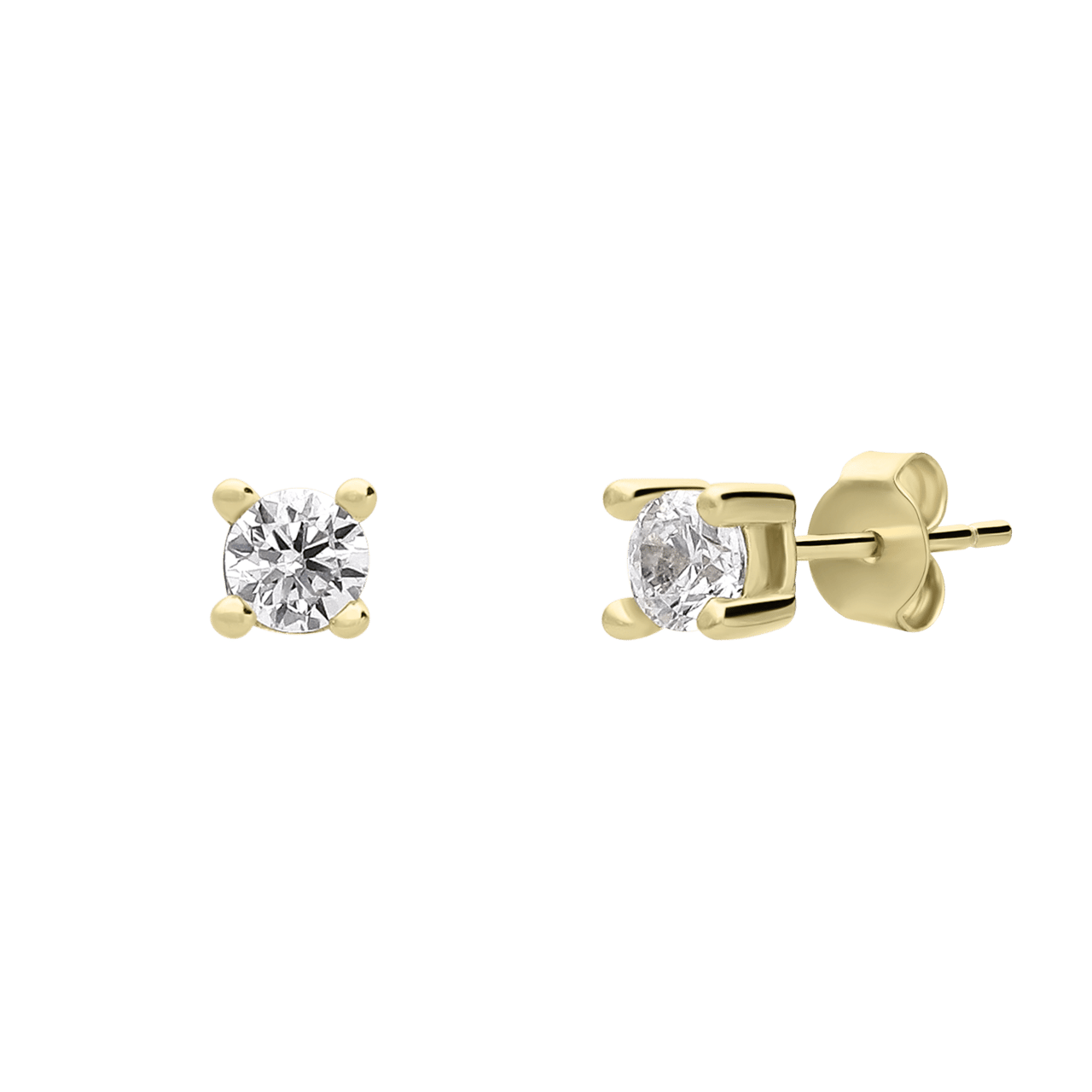 Zilveren goldplated oorknoppen met zirkonia voor dames
