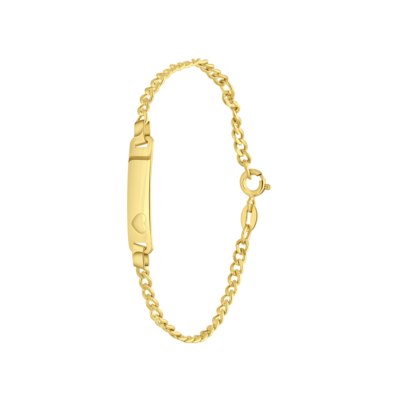 Zilveren goldplated plaatarmband hart
