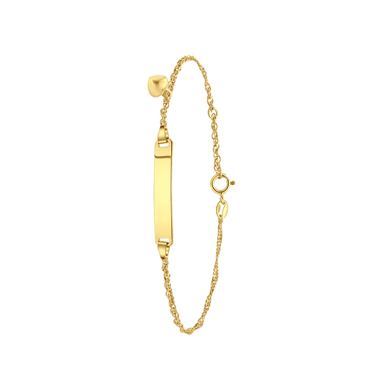Zilveren goldplated plaatarmband met hart