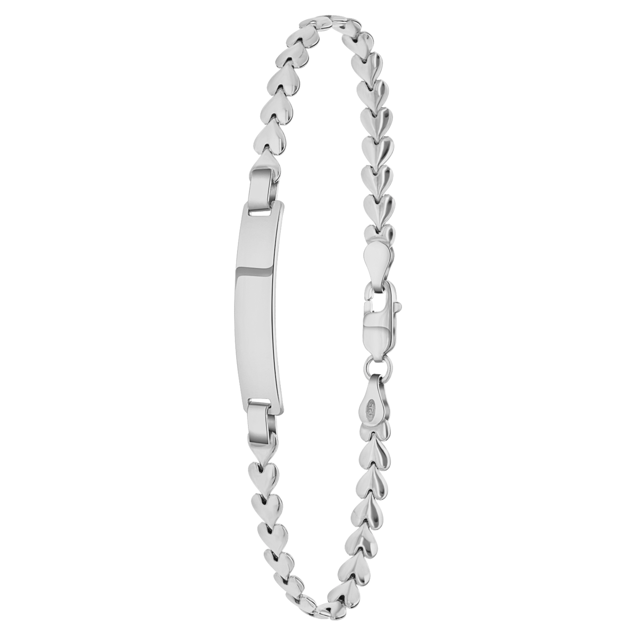 Plättchenarmband, 925 Silber, Herzglieder