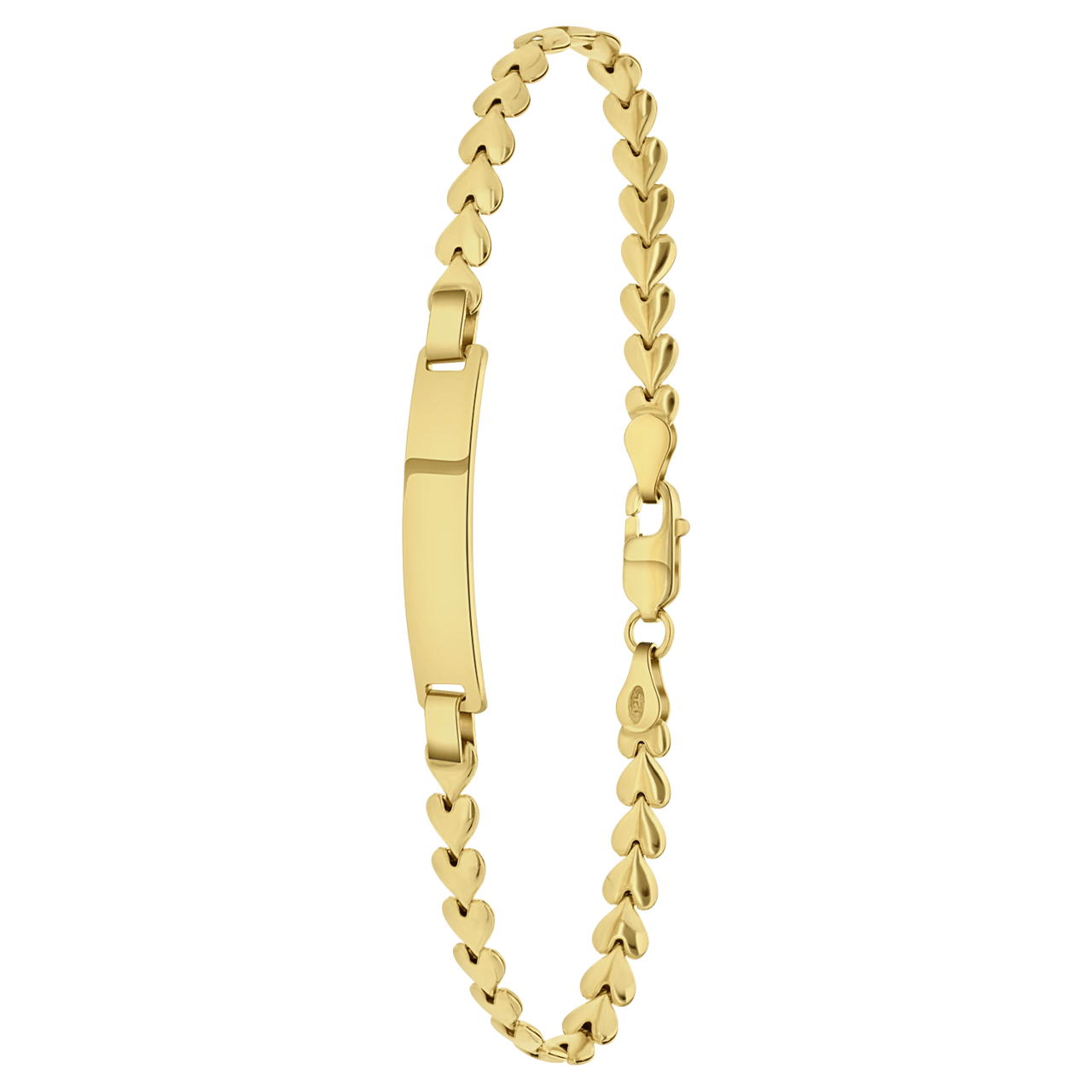 Plättchenarmband, 925 Silber, vergoldet, Herzglieder