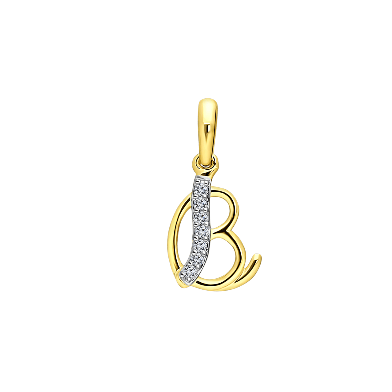 14K geelgouden alfabet hanger met diamant 0,03ct