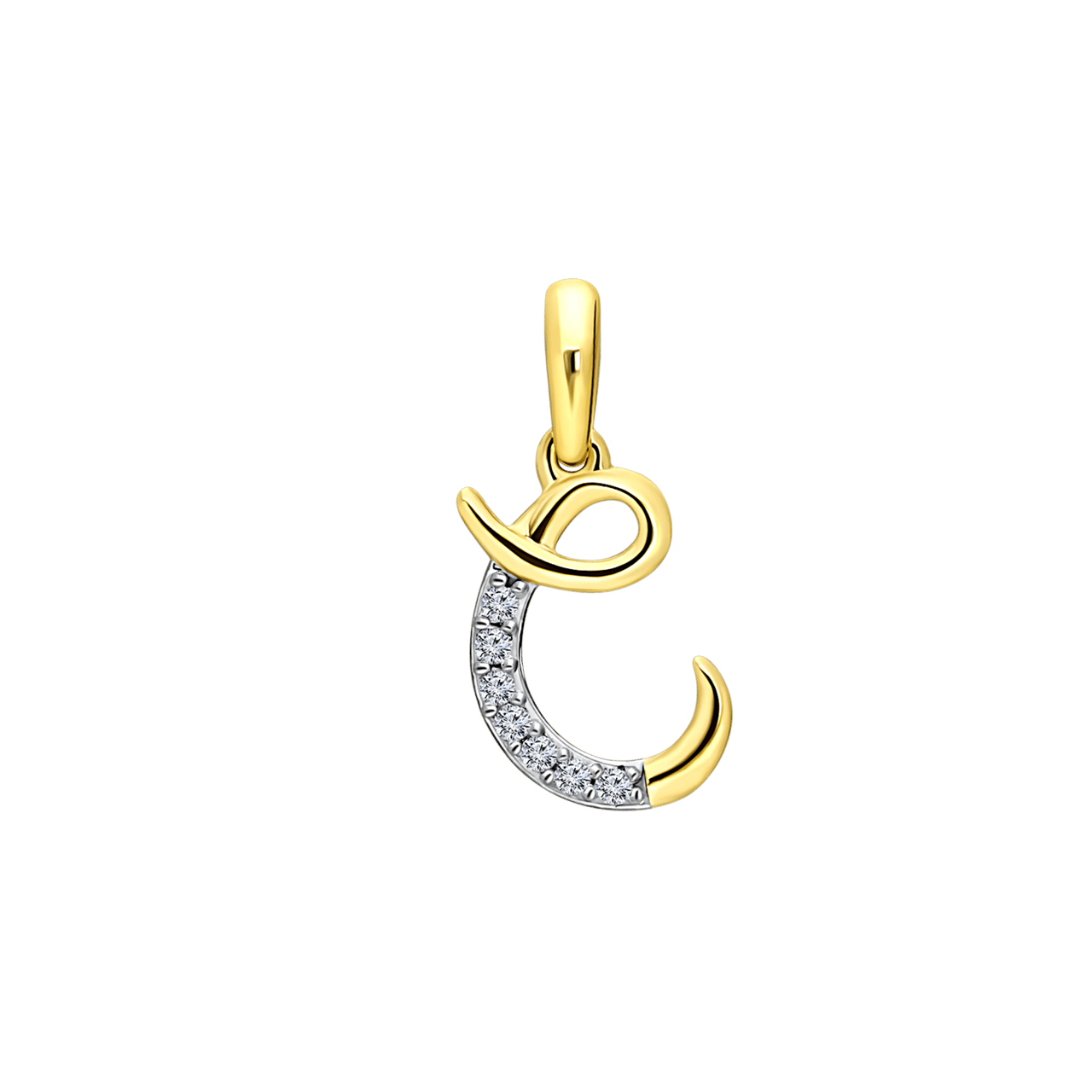 14K geelgouden alfabet hanger met diamant 0,03ct