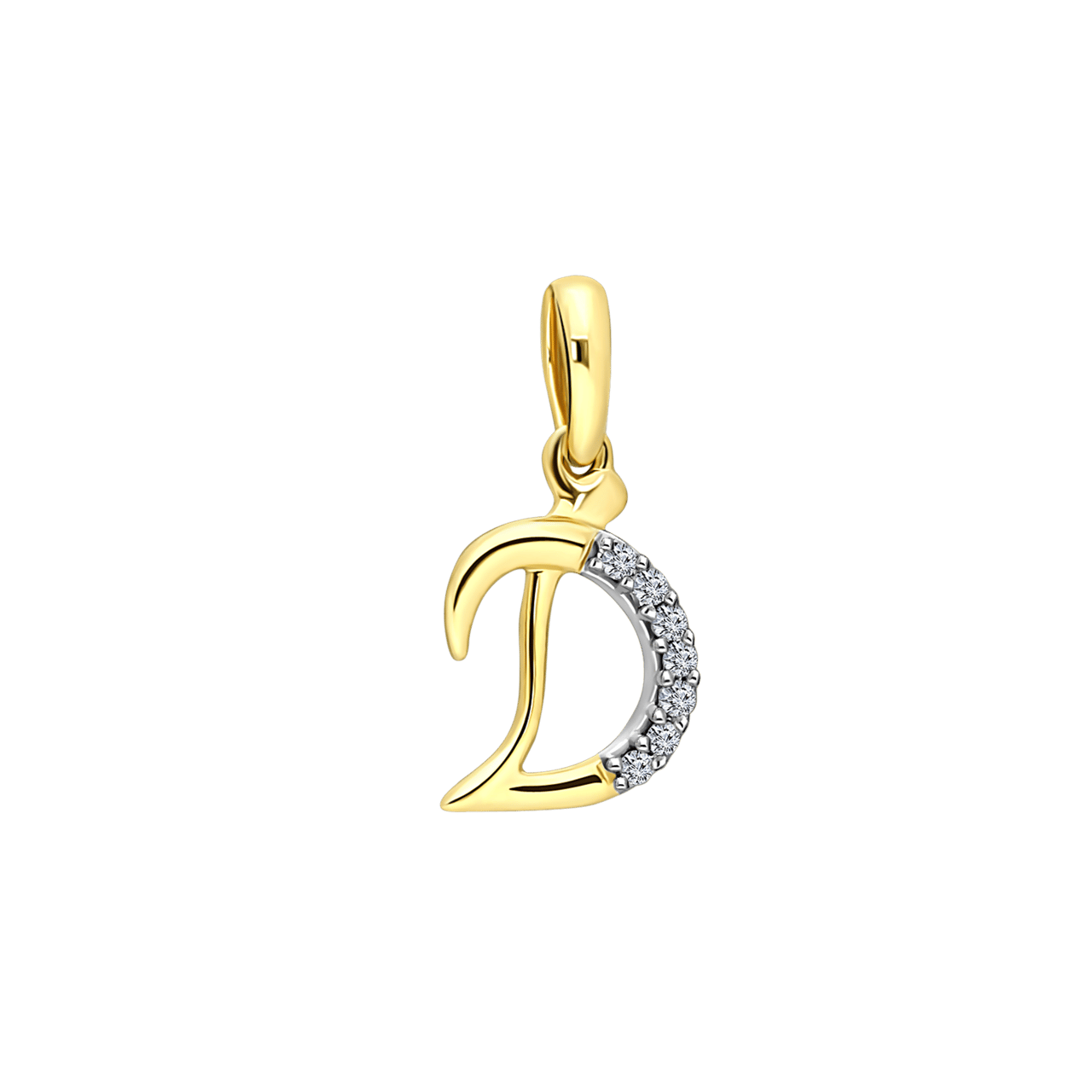 14K geelgouden alfabet hanger met diamant 0,03ct