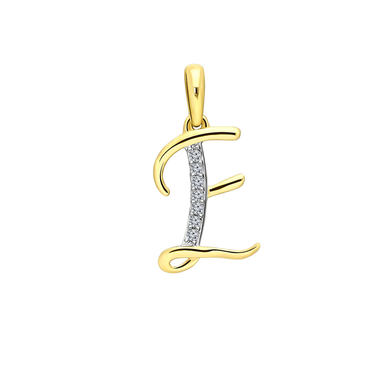 14K geelgouden alfabet hanger met diamant 0,03ct
