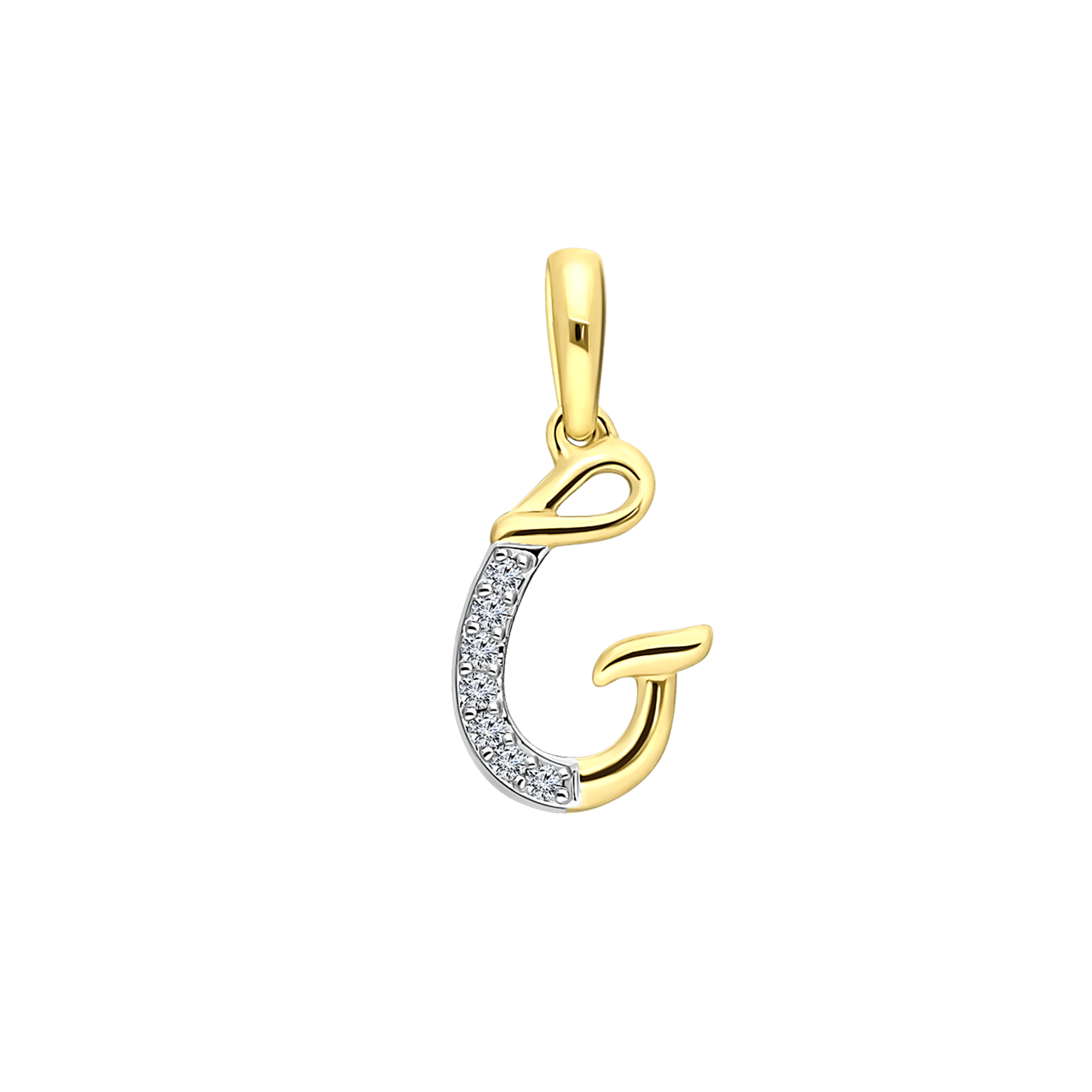 14K geelgouden alfabet hanger met diamant 0,03ct