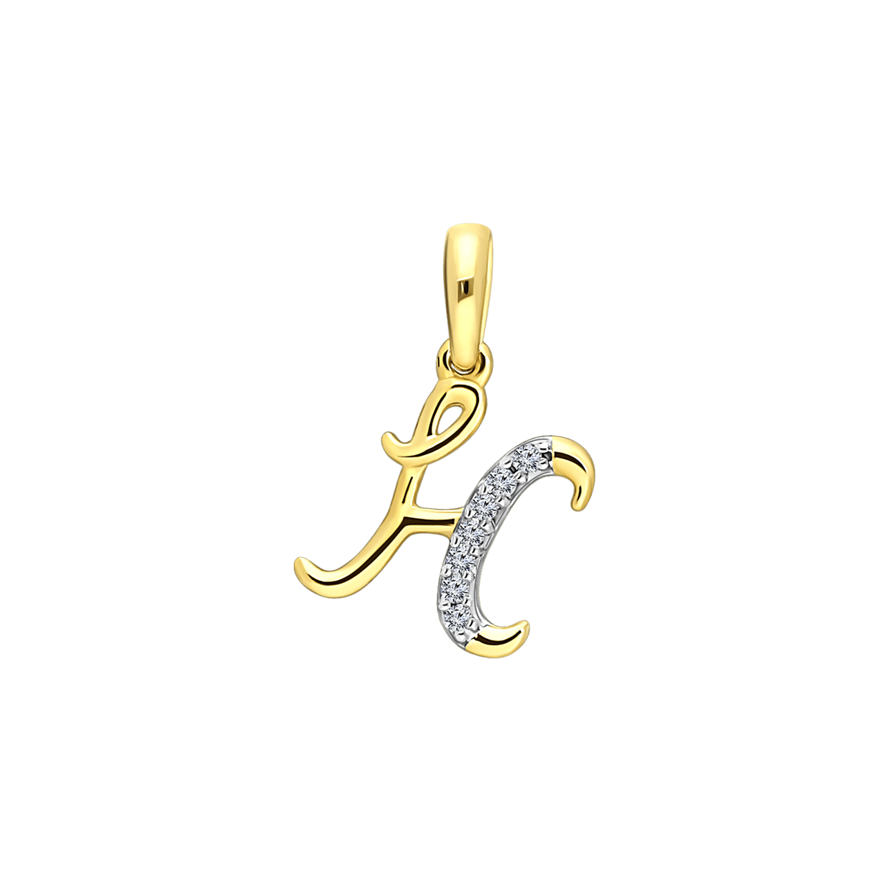 14 karaat geelgouden alfabet hanger met diamant 0,03ct