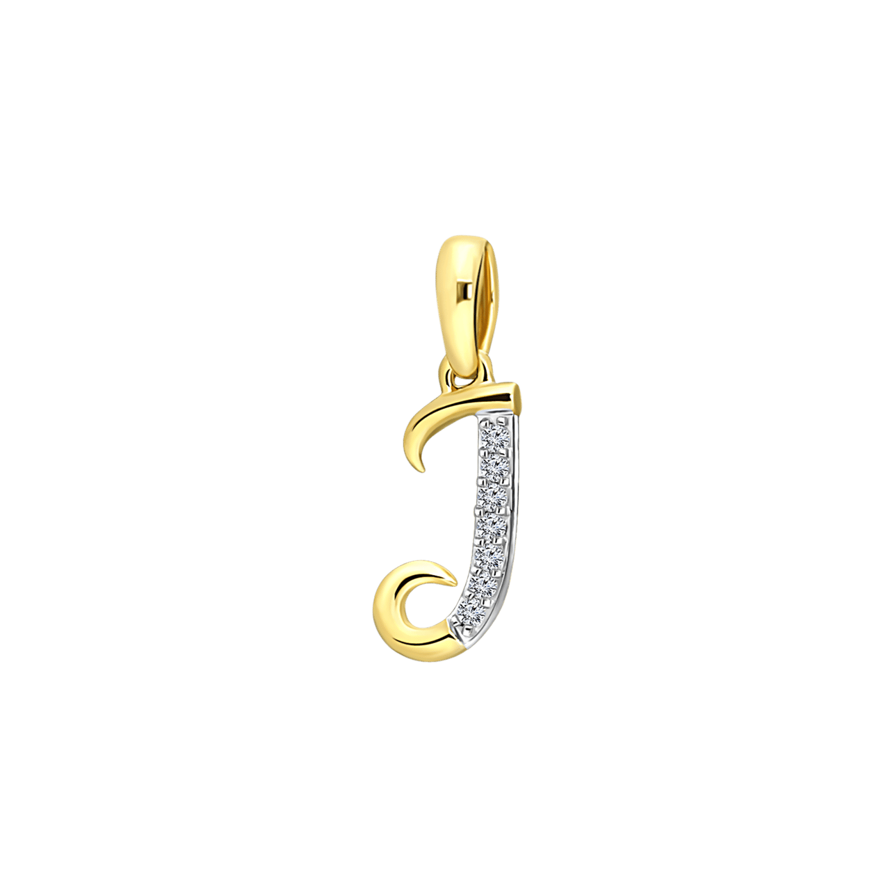 14K geelgouden alfabet hanger met diamant 0,03ct