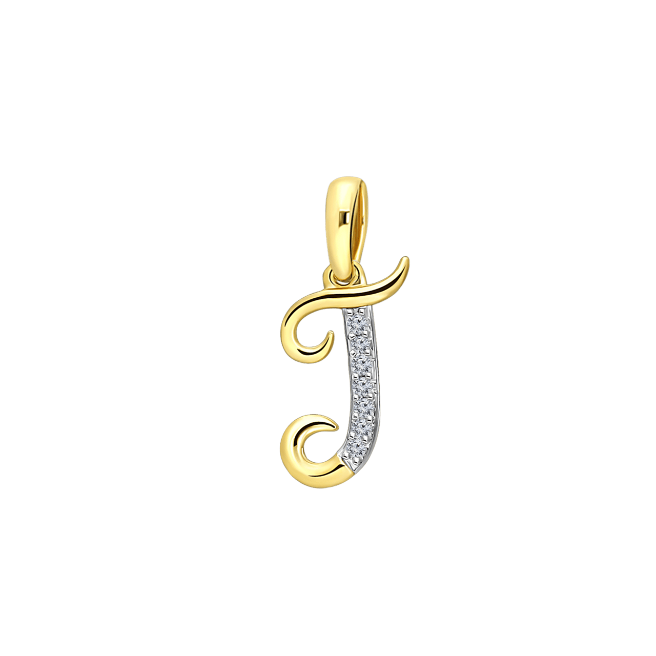 14 karaat geelgouden alfabet hanger met diamant 0,03ct
