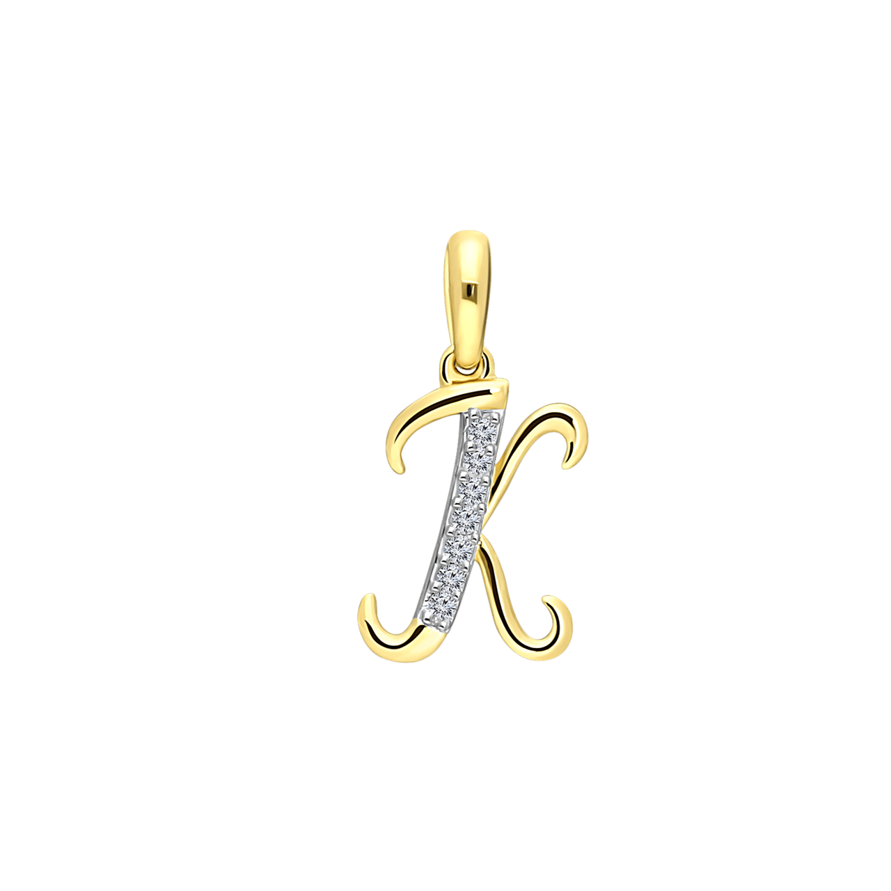 14K geelgouden alfabet hanger met diamant 0,03ct