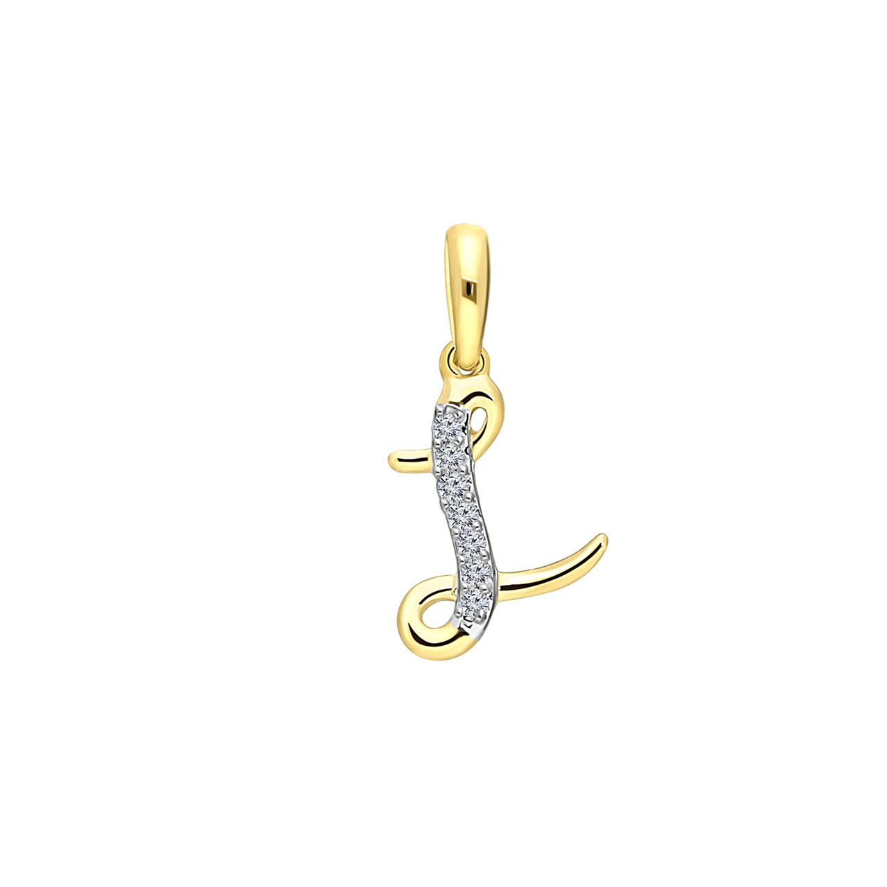 14K geelgouden alfabet hanger met diamant 0,03ct