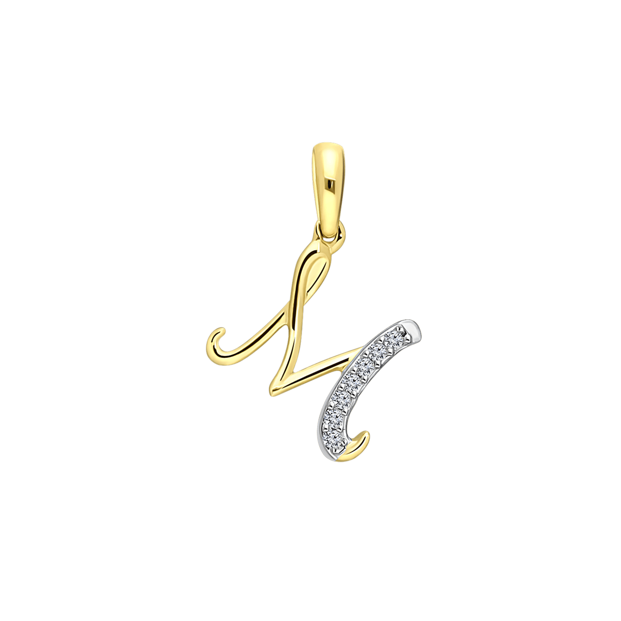 14K geelgouden alfabet hanger met diamant 0,03ct