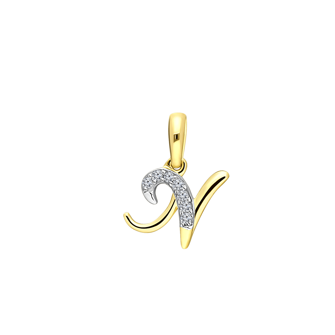 14K geelgouden alfabet hanger met diamant 0,03ct