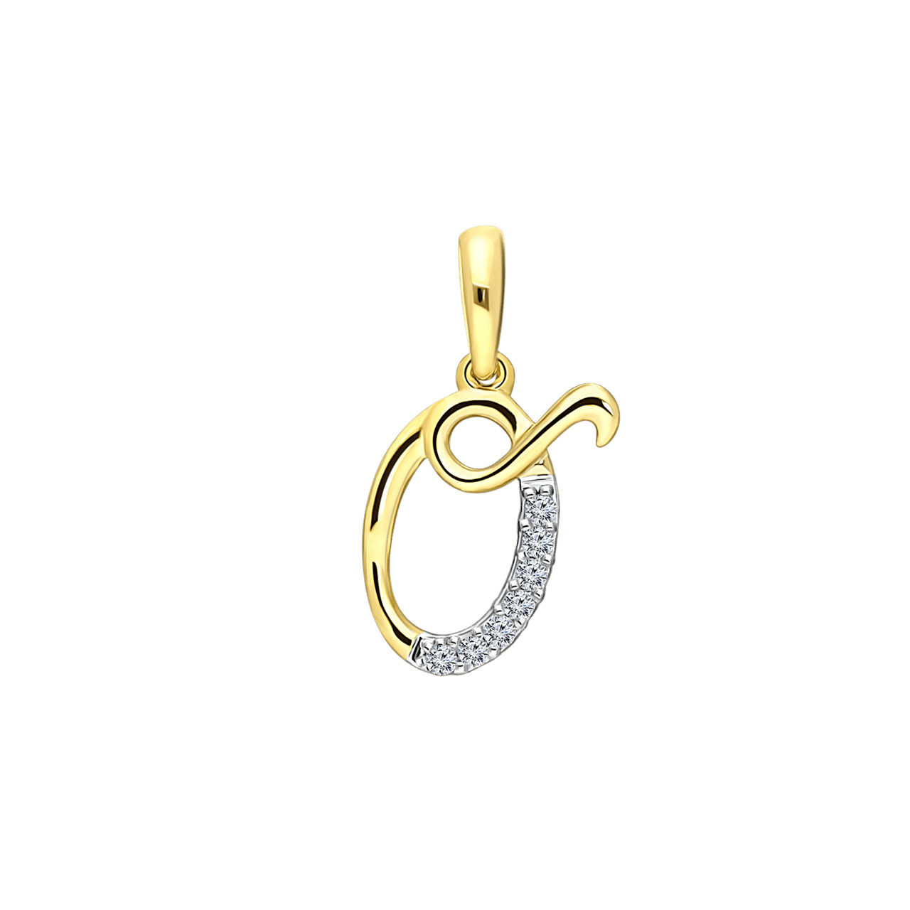 14K geelgouden alfabet hanger met diamant 0,03ct