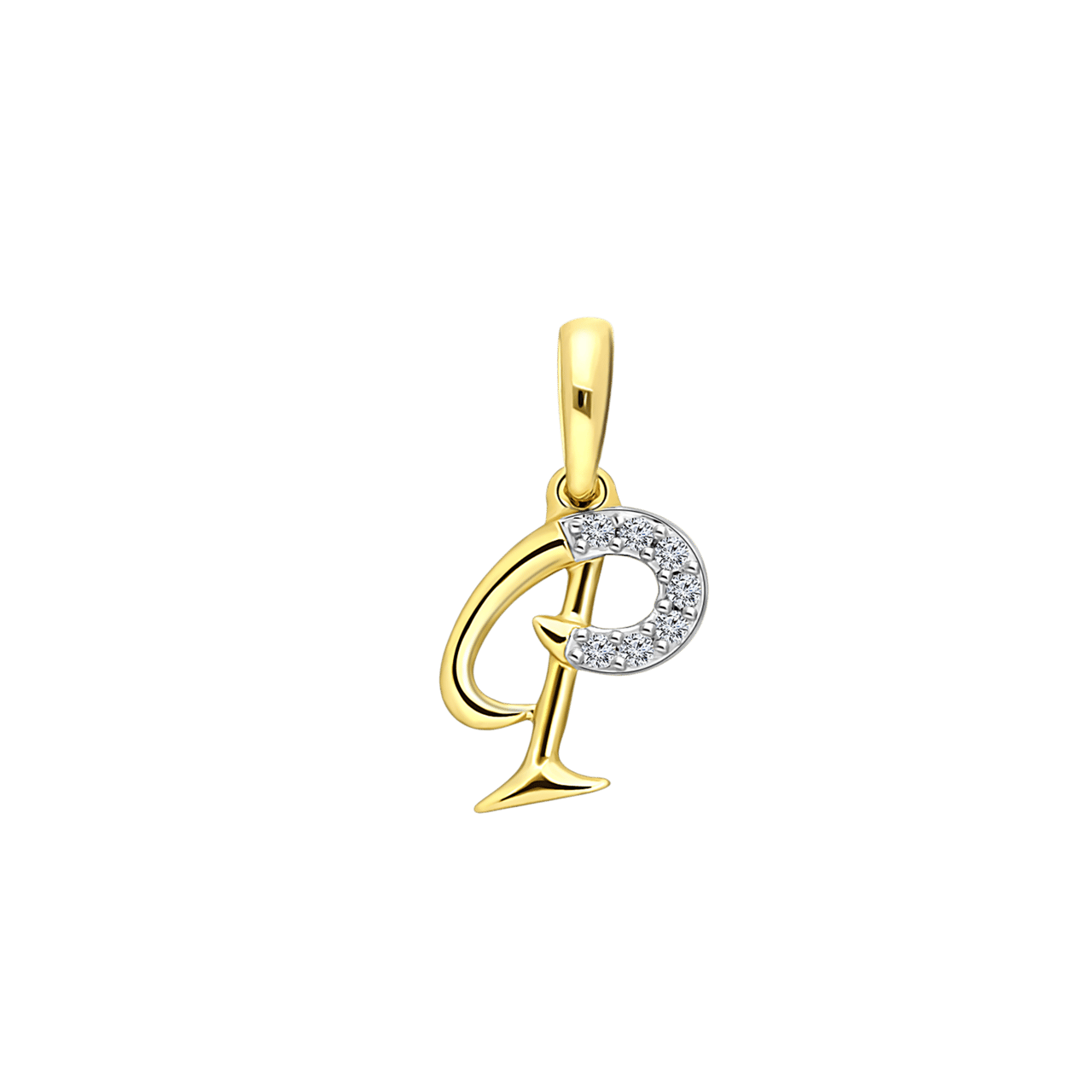 14K geelgouden alfabet hanger met diamant 0,03ct