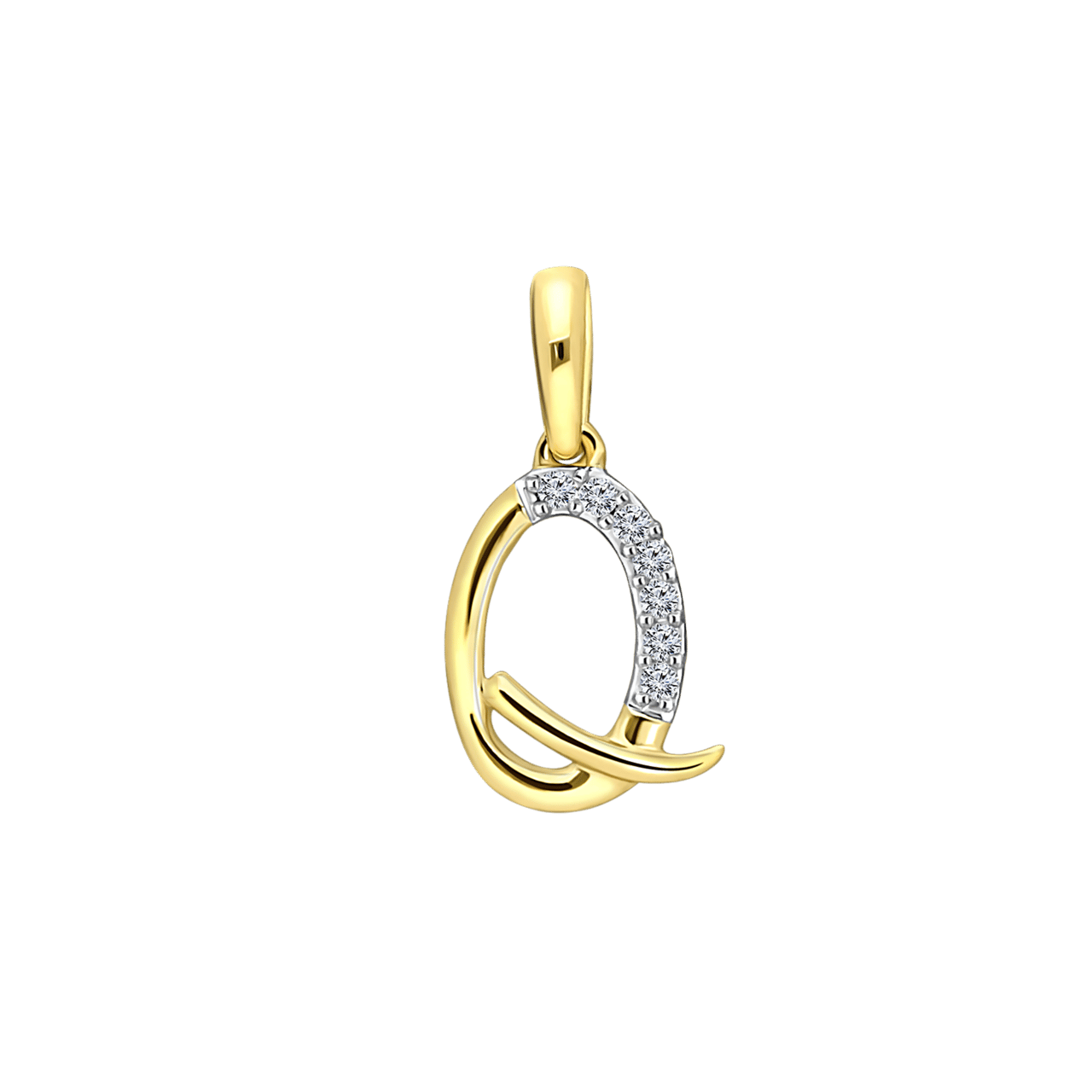 14K geelgouden alfabet hanger met diamant 0,03ct