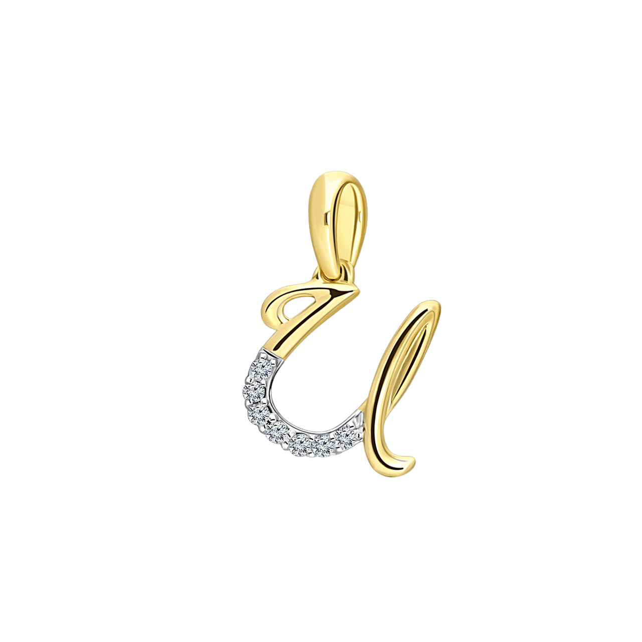 14K geelgouden alfabet hanger met diamant 0,03ct