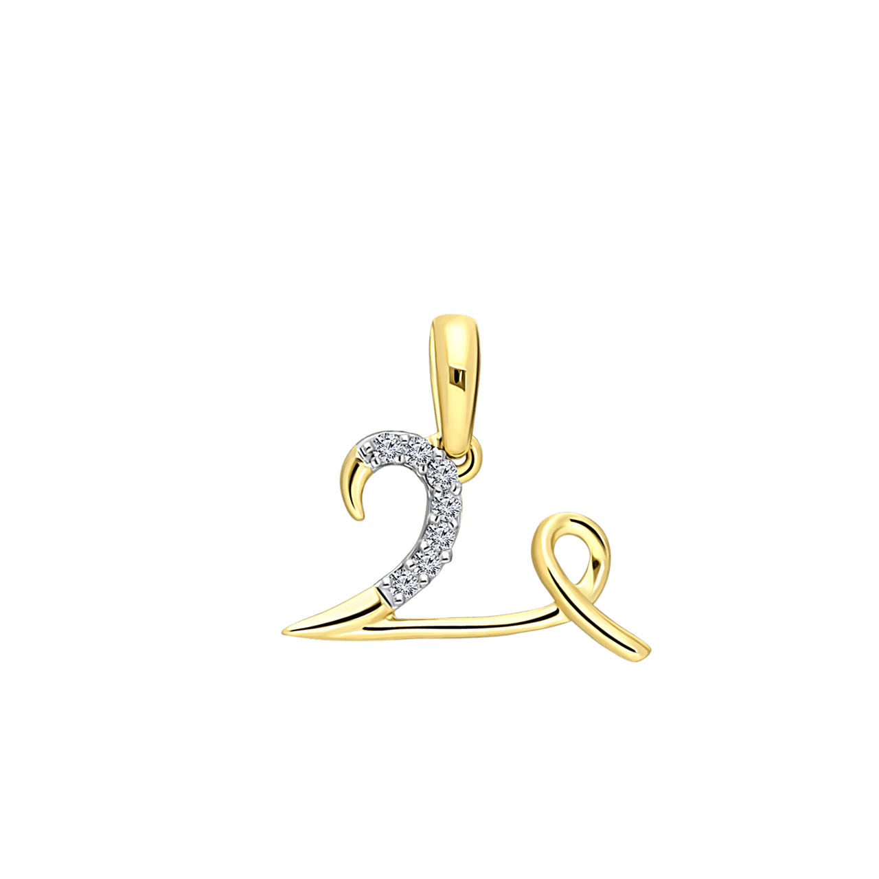 14K geelgouden alfabet hanger met diamant 0,03ct