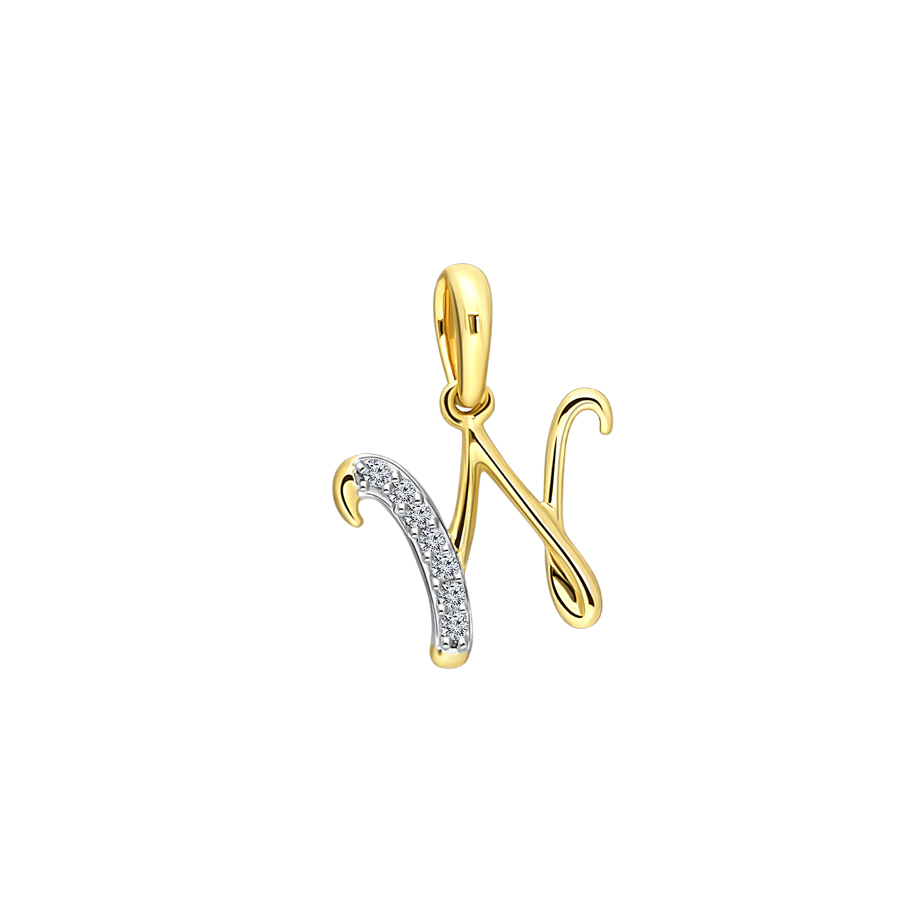 14K geelgouden alfabet hanger met diamant 0,03ct