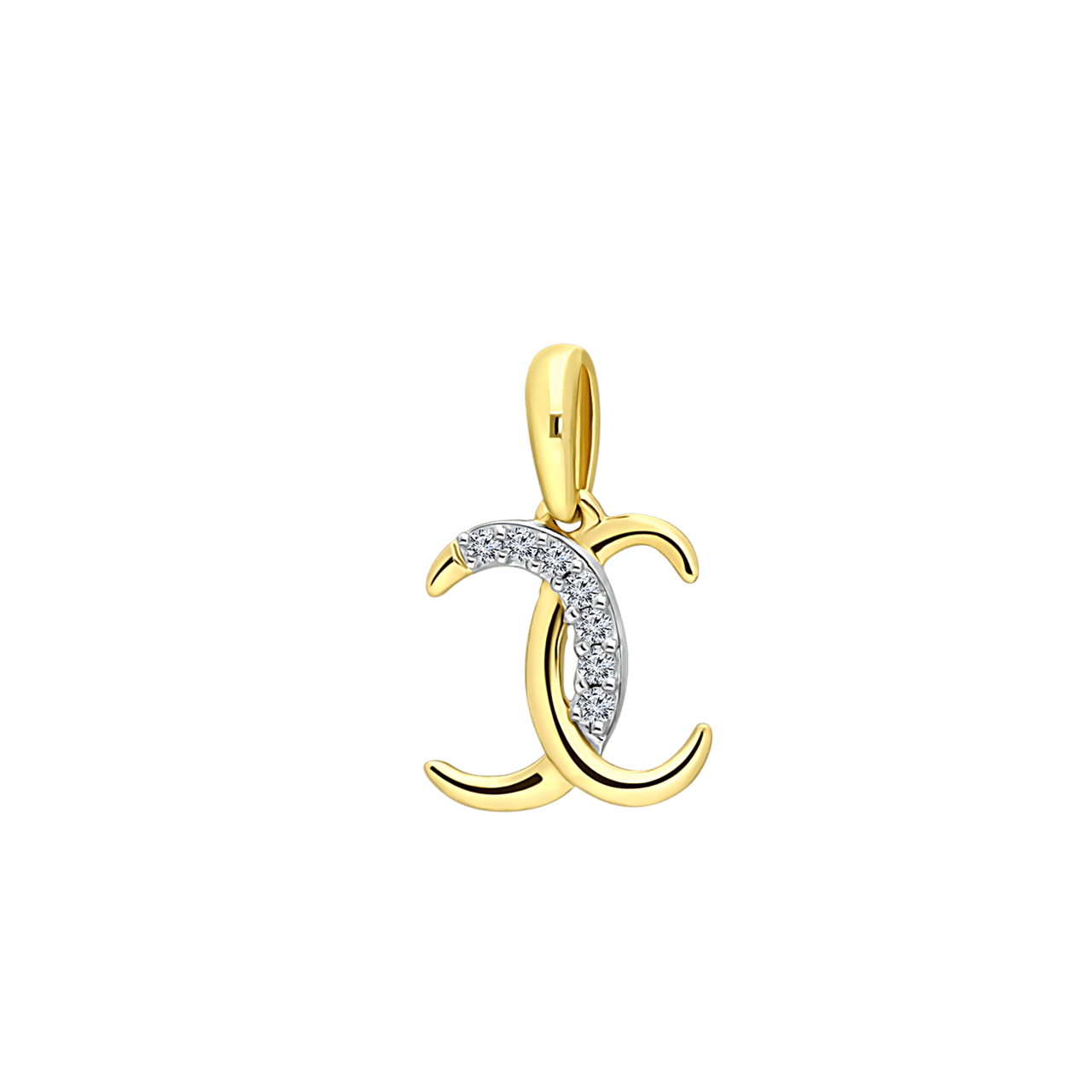 14K geelgouden alfabet hanger met diamant 0,03ct