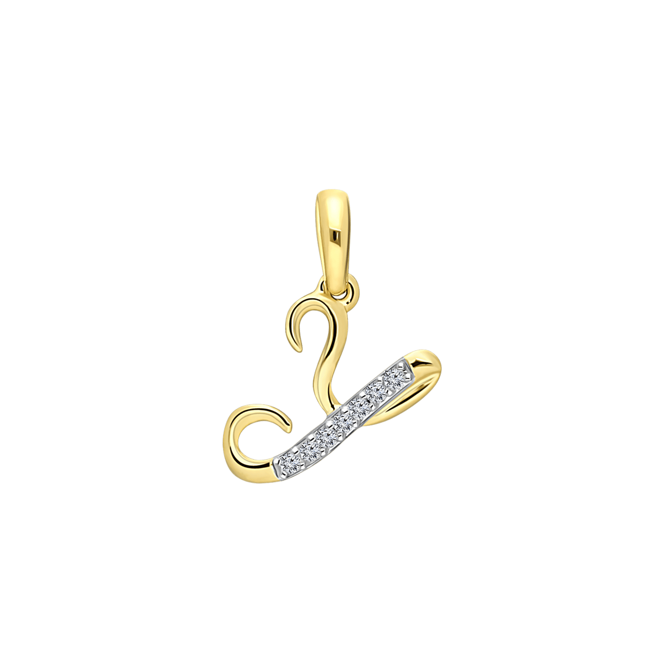 14K geelgouden alfabet hanger met diamant 0,03ct