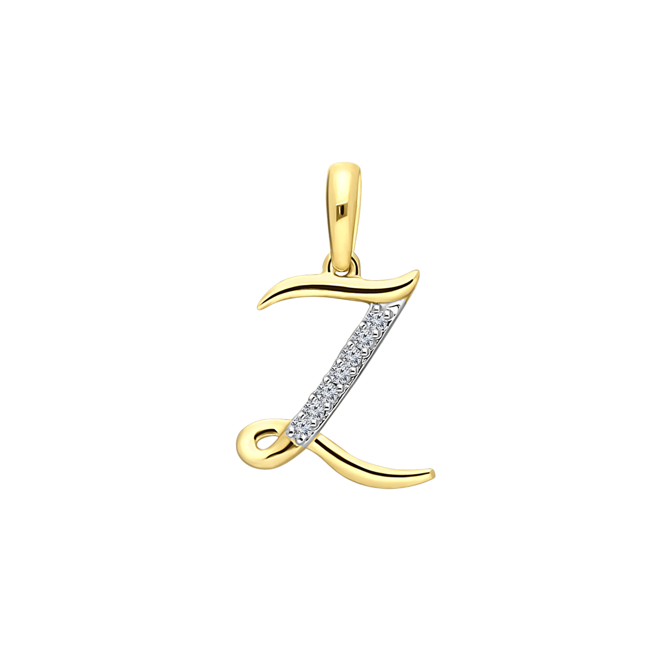 14K geelgouden alfabet hanger met diamant 0,03ct