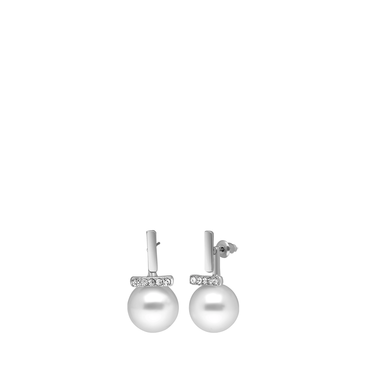 Silberfarbene Bijoux-Ohrringe mit Kunstperle